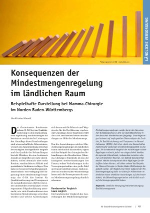 Vorschauseite 1: Konsequenzen der Mindestmengenregelung im ländlichen Raum Beispielhafte Darstellung bei Mamma-Chirurgie im Norden Baden-Württembergs