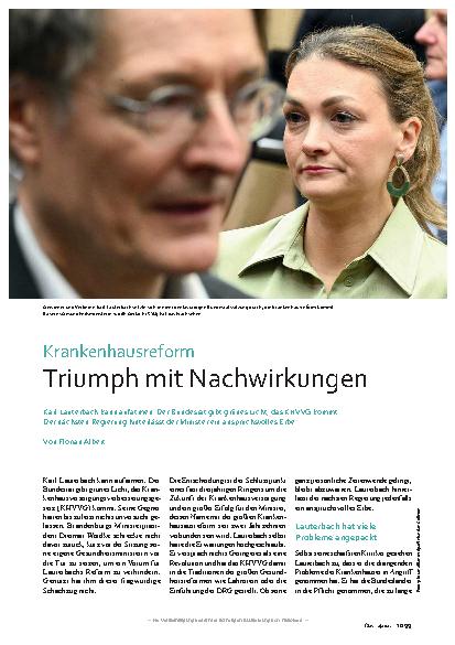Vorschauseite 1: Krankenhausreform: Triumph mit Nachwirkungen
