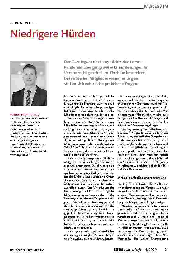 Vorschauseite 1: Niedrigere Hürden