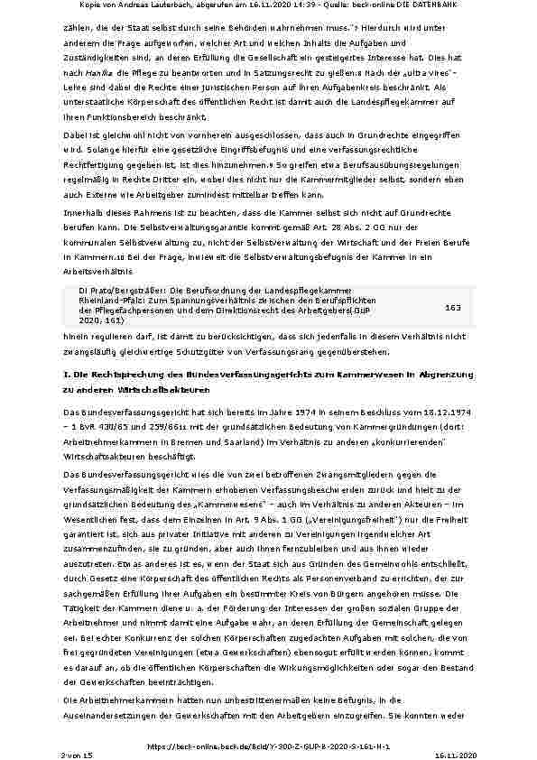 Vorschauseite 3: Die Berufsordnung der Landespflegekammer Rheinland-Pfalz: Zum Spannungsverhältnis zwischen den Berufspflichten der Pflegefachpersonen und dem Direktionsrecht des Arbeitgebers