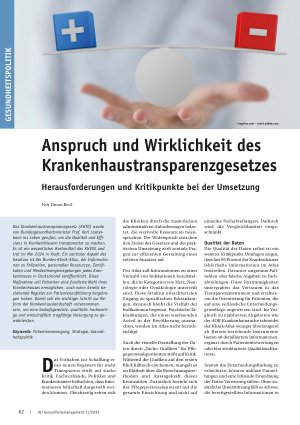 Vorschauseite 1: Anspruch und Wirklichkeit des Krankenhaustransparenzgesetzes