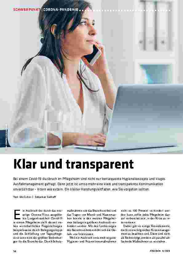 Vorschauseite 1: Klar und transparent - Schwerpunkt Corona-Pandemie