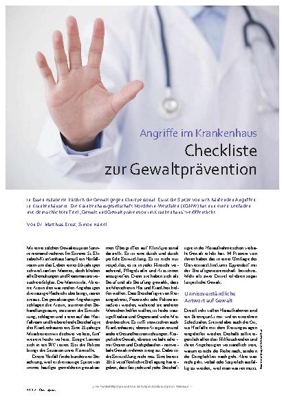Vorschauseite 1: Angriffe im Krankenhaus - Checkliste zur Gewaltprävention