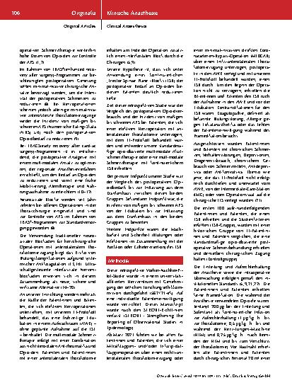 Vorschauseite 3: Ultraschallgesteuerte, kontinuierliche thorakale „Erector Spinae Plane“-Blockade bei anterolateralen Thorakotomien in der Herzchirurgie: Eine retrospektive, patientengepaarte Vorh…