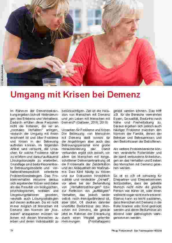 Vorschauseite 1: Umgang mit Krisen bei Demenz
