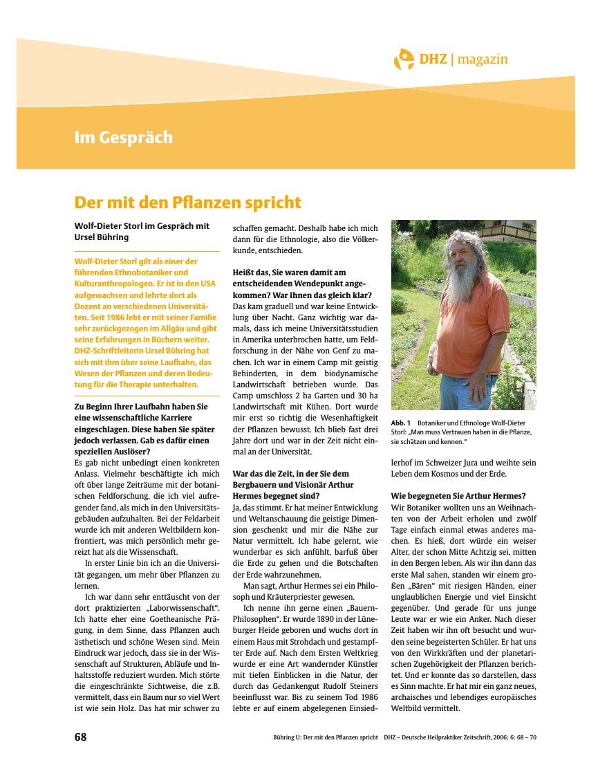 Vorschauseite 1: Der mit den Pflanzen spricht - Wolf-Dieter Storl im Gespräch mit Ursel Bühring