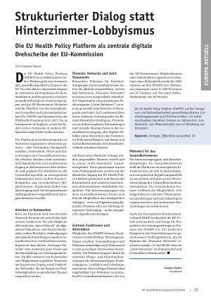 Vorschauseite 1: Strukturierter Dialog statt Hinterzimmer-Lobbyismus
