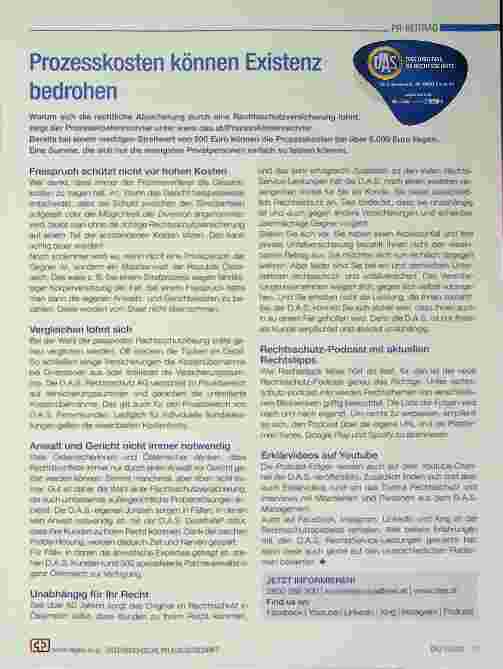 Vorschauseite 1: Prozesskosten können Existenz bedrohen.