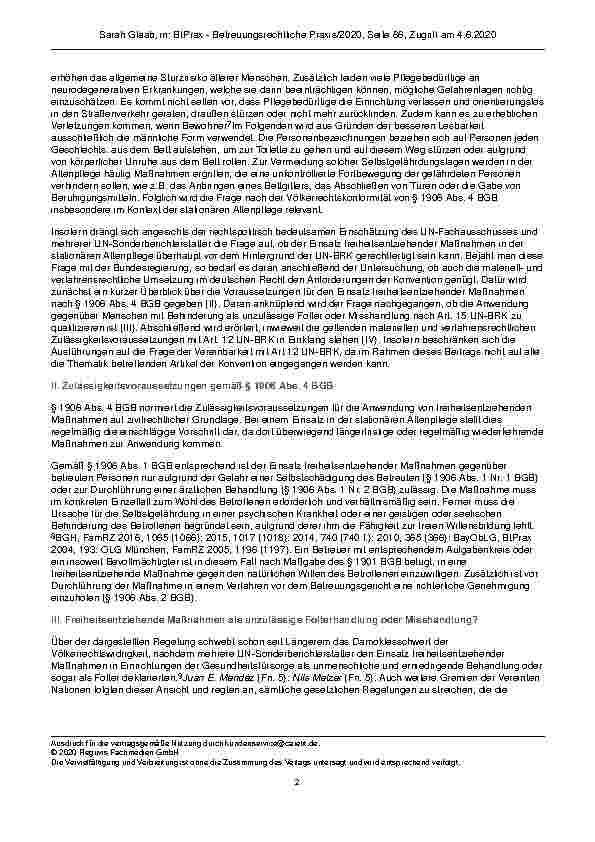 Vorschauseite 2: Vereinbarkeit von Freiheitsentziehenden Maßnahmen in der stationären Altenpflege mit der UN-Behindertenrechtskonvention?