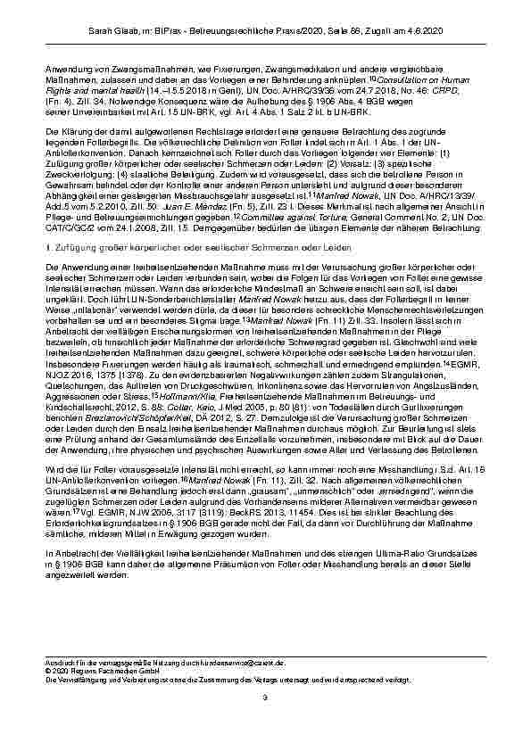 Vorschauseite 3: Vereinbarkeit von Freiheitsentziehenden Maßnahmen in der stationären Altenpflege mit der UN-Behindertenrechtskonvention?