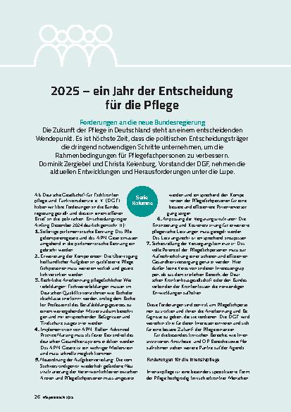 Vorschauseite 1: 2025 – ein Jahr der Entscheidung für die Pflege