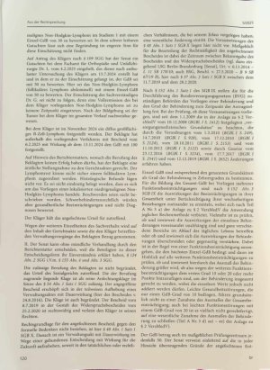 Vorschauseite 3: Aus der Rechtsprechung Absenkung des Grades der Behinderung - Non-Hodgkin-Lymphom - Vollremission eines Tumors