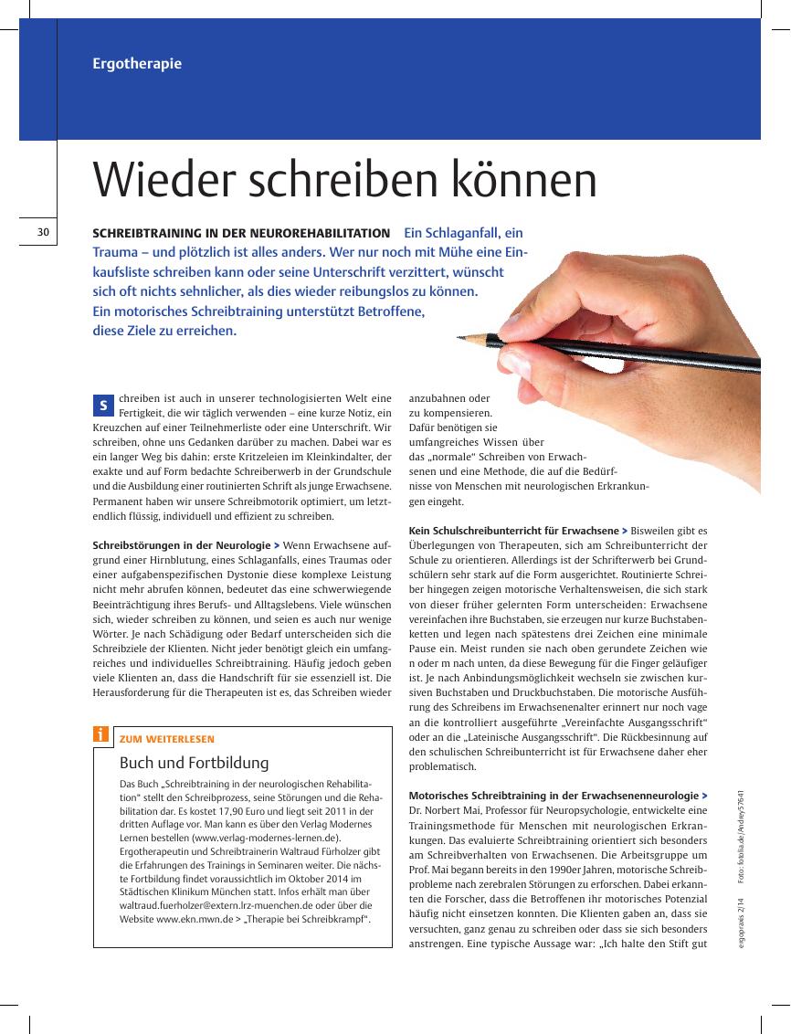 Vorschauseite 1: Schreibtraining in der Neurorehabilitation ? Wieder schreiben können