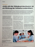 Vorschauseite 1: "Falls sich der Ständerat durchsetzt, ist ein Rückzug der Initiative undenkbar."