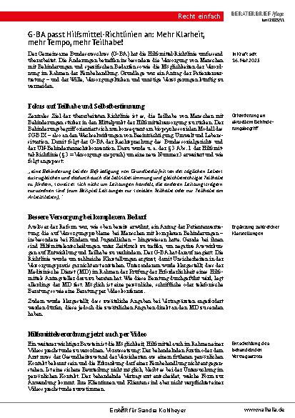 Vorschauseite 3: Beraterbrief Pflege Heft 11-2025