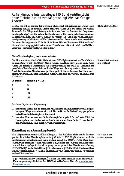 Vorschauseite 5: Beraterbrief Pflege Heft 11-2025