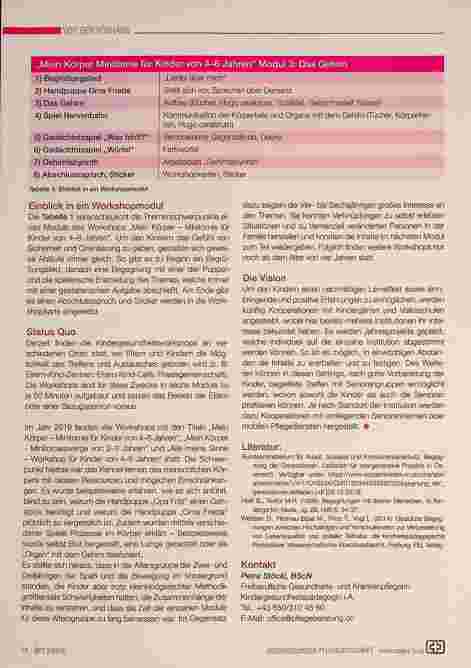 Vorschauseite 3: „Sensibilisierung beginnt bei den Kleinsten“ Minis4care, Kiddies4care, Minis4menz und Kiddies4menz - die Kindergesundheitskiste Petra Stöckl stellt sich vor!