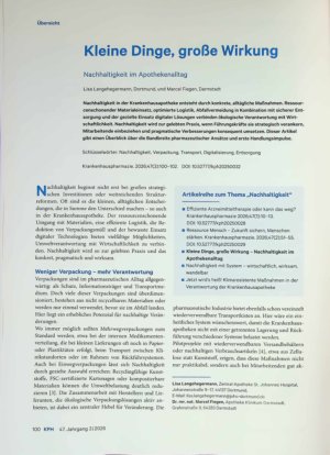 Vorschauseite 1: Kleine Dinge, große Wirkung Nachhaltigkeit im Apothekenalltag