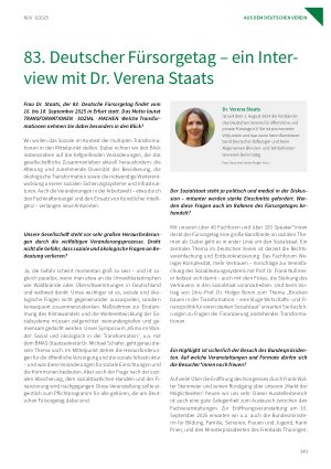 Vorschauseite 1: 83. Deutscher Fürsorgetag – ein Interview mit Dr. Verena Staats
