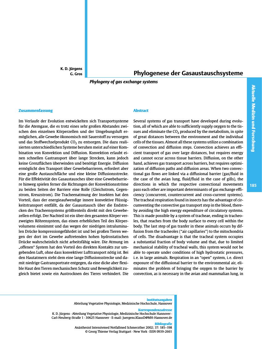 Vorschauseite 1: Phylogenese der Gasaustauschsysteme
