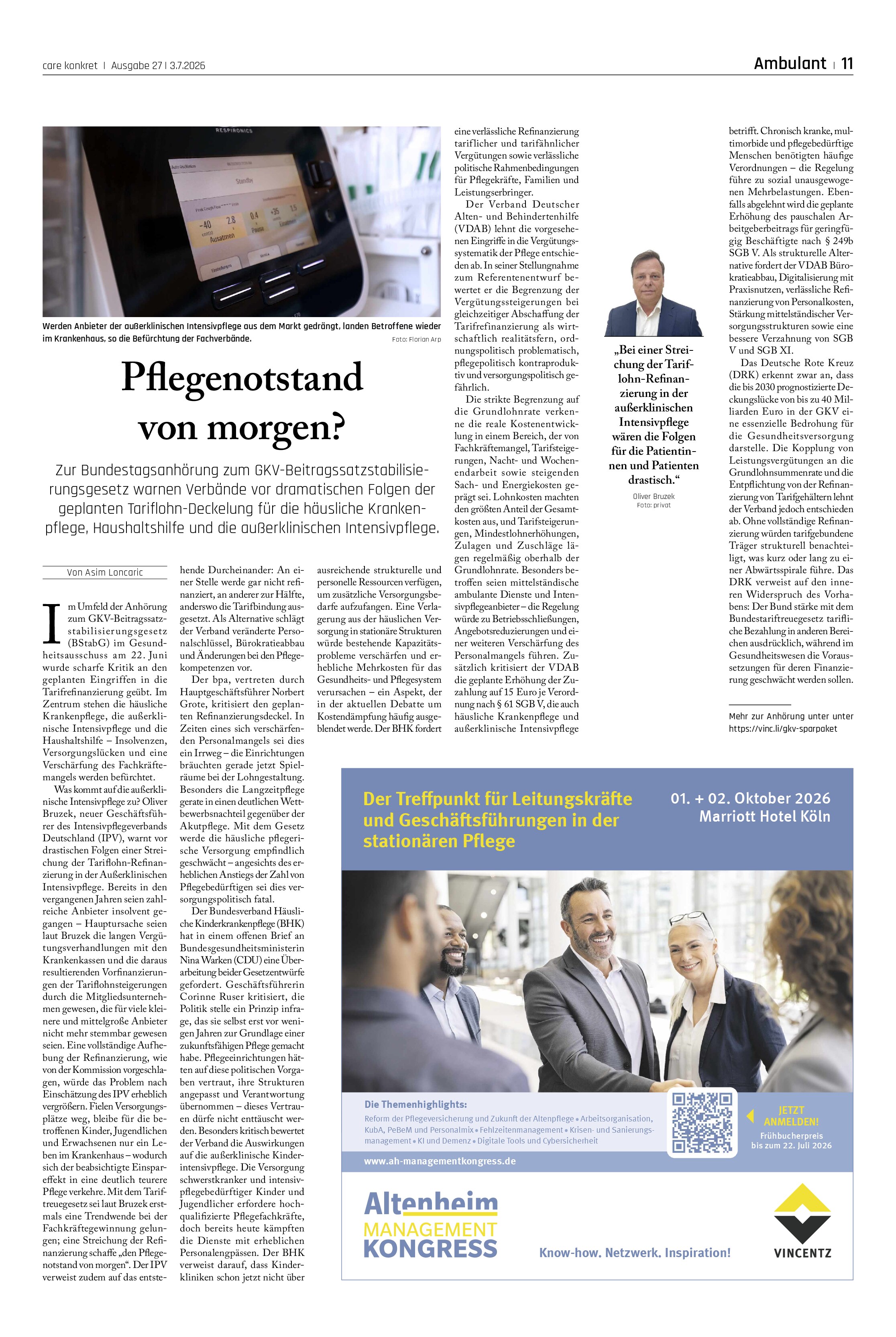 Vorschauseite 1: Pflegenotstand von morgen?