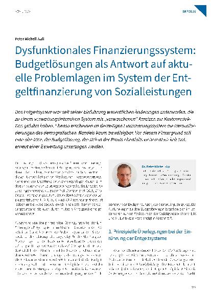 Vorschauseite 1: Dysfunktionales Finanzierungssystem: Budgetlösungen als Antwort auf aktuelle Problemlagen im System der Entgeltfinanzierung von Sozialleistungen