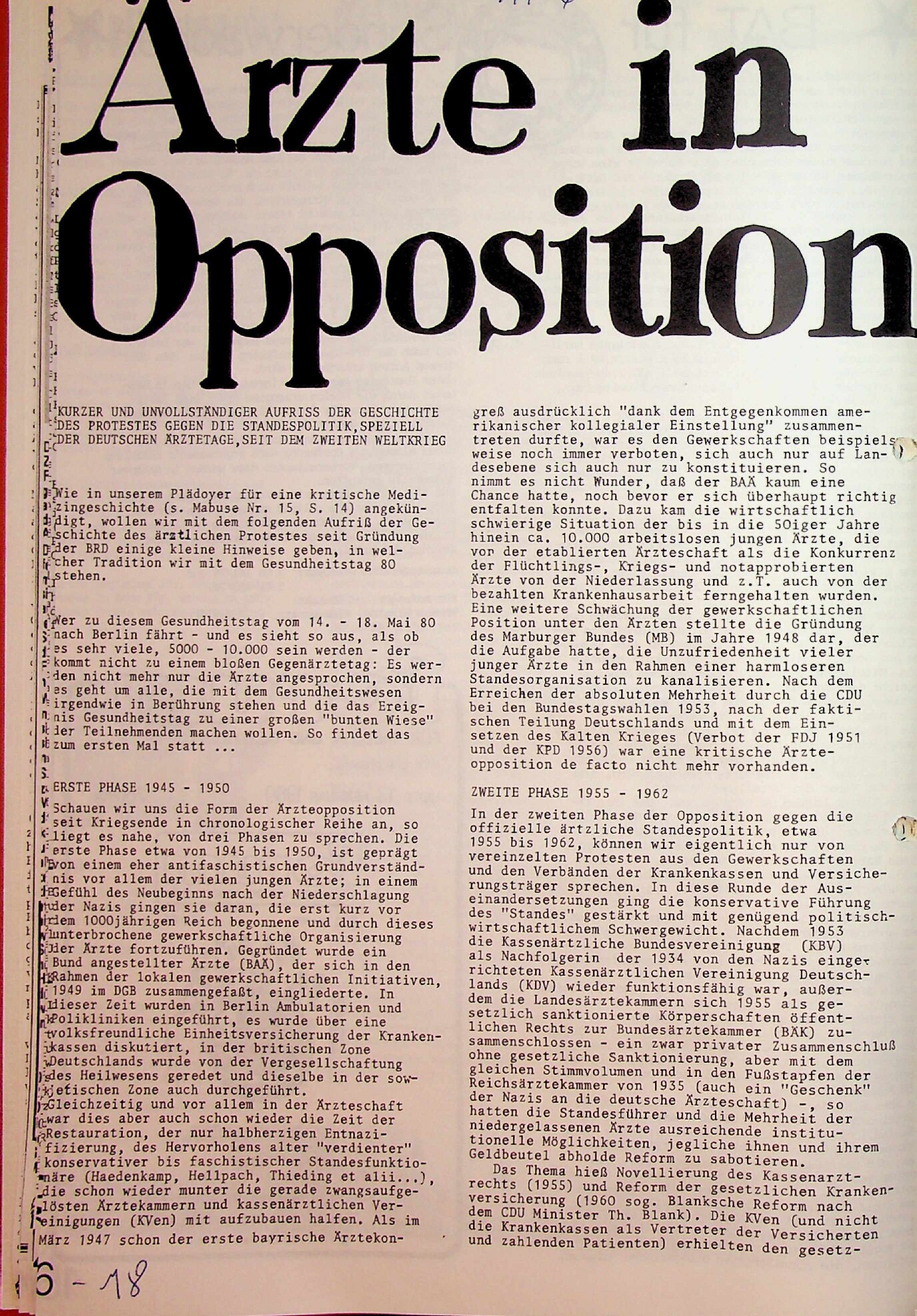 Vorschau: Ärzte in Opposition
