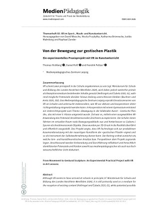 Vorschauseite 1: Von der Bewegung zur gestischen Plastik Ein experimentelles Praxisprojekt mit VR im Kunstunterricht