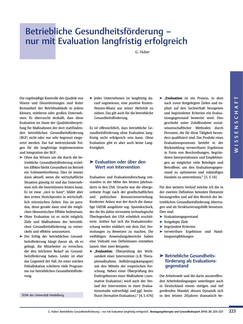 Vorschauseite 1: Betriebliche Gesundheitsförderung – nur mit Evaluation langfristig erfolgreich