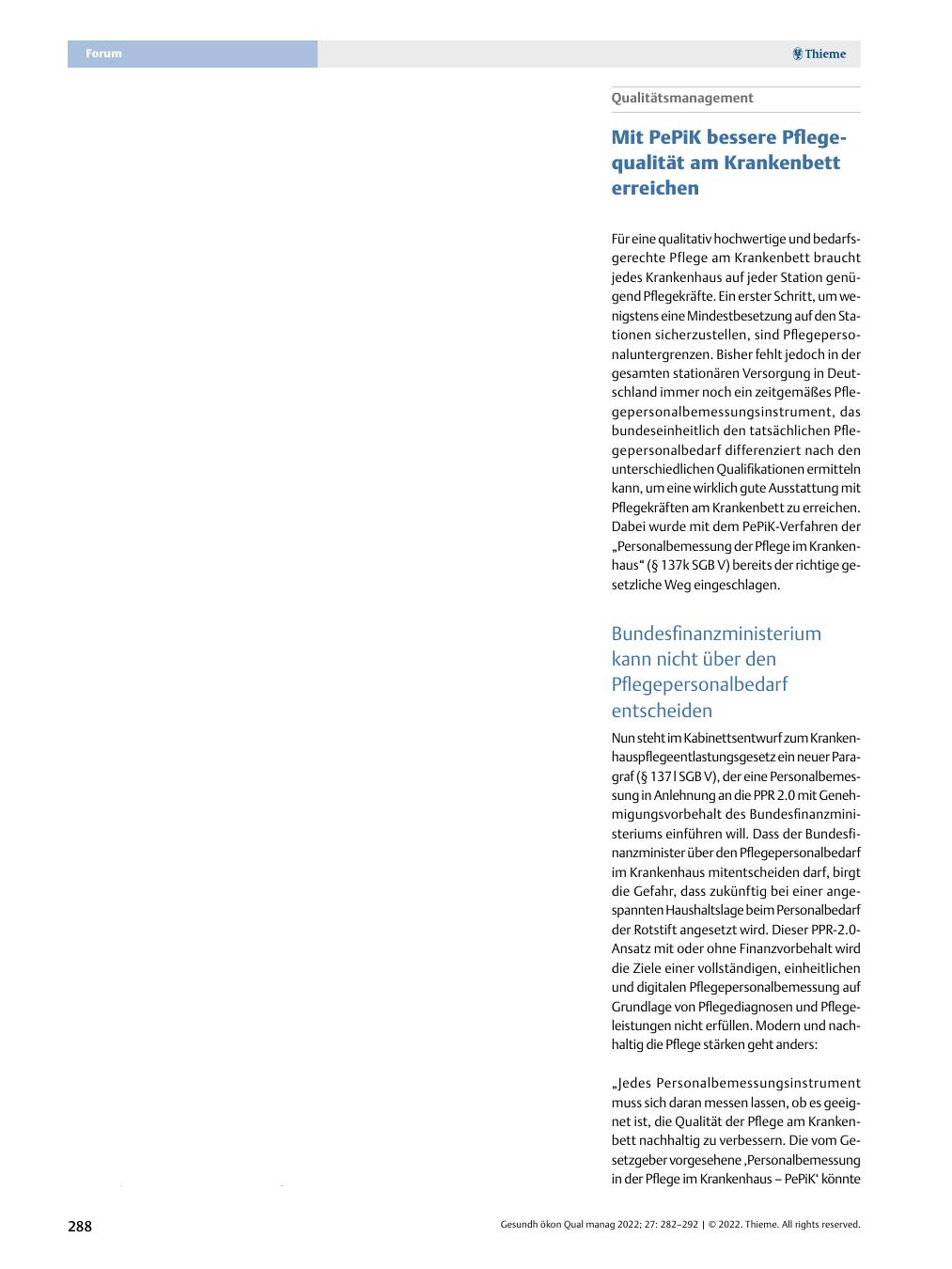 Vorschauseite 1: Qualitätsmanagement - Mit PePiK bessere Pflegequalität am Krankenbett erreichen