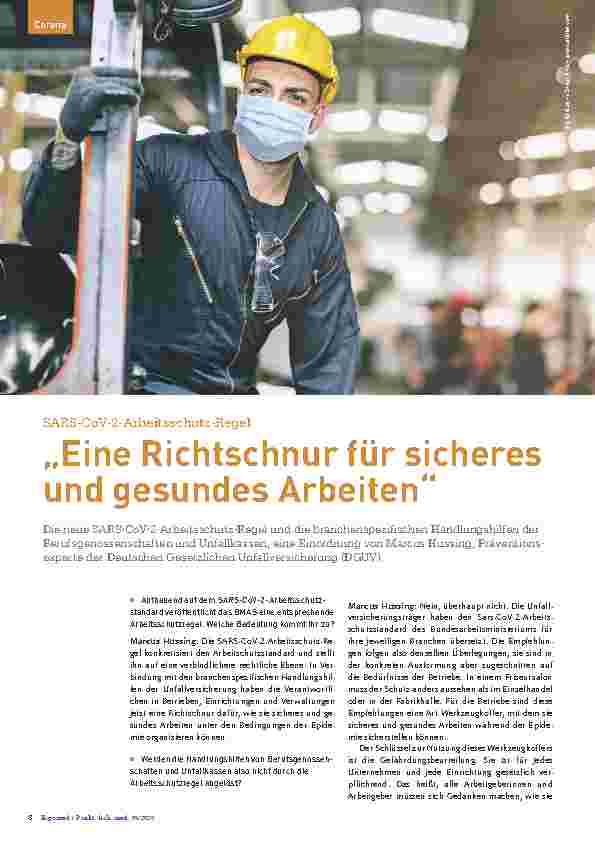 Vorschauseite 1: SARS-CoV-2-Arbeitsschutz-Regel „Eine Richtschnur für sicheres und gesundes Arbeiten“
