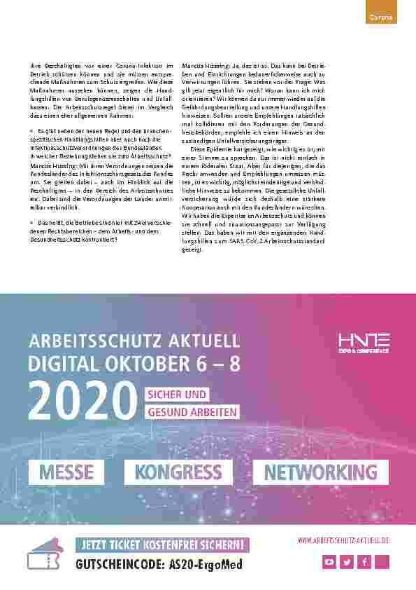 Vorschauseite 2: SARS-CoV-2-Arbeitsschutz-Regel „Eine Richtschnur für sicheres und gesundes Arbeiten“
