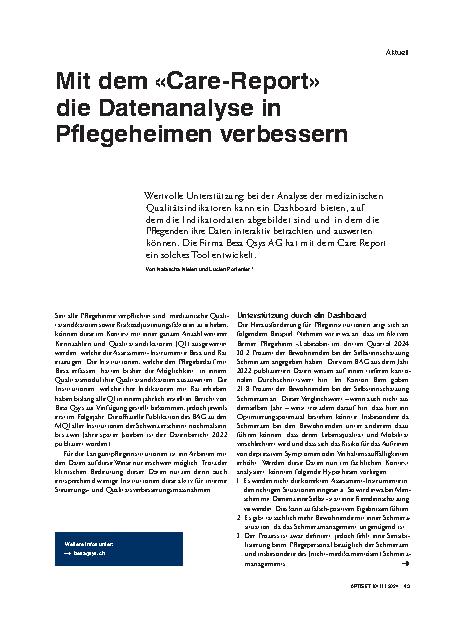 Vorschauseite 1: Mit dem „Care-Report“ die Datenanalyse in Pflegeheimen verbessern