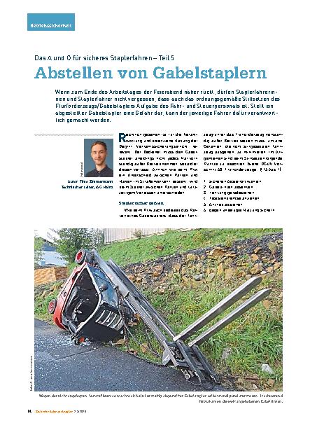 Vorschauseite 1: Das A und O für sicheres Staplerfahren- Teil 5 Abstellen von Gabelstaplern