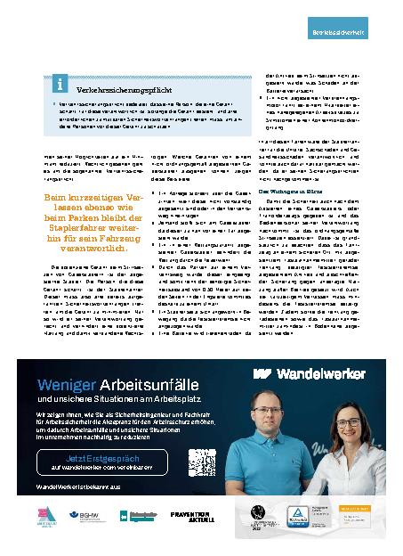 Vorschauseite 4: Das A und O für sicheres Staplerfahren- Teil 5 Abstellen von Gabelstaplern