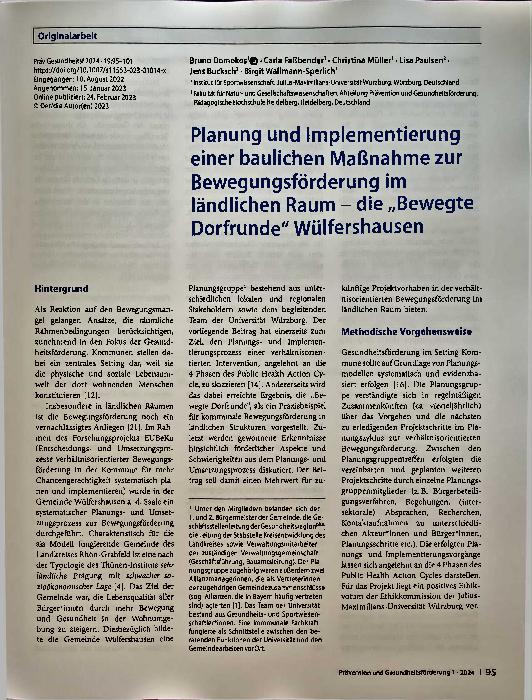 Vorschauseite 1: Planung und Implementierung einer baulichen Maßnahme zur Bewegungsförderung im ländlichen Raum - die „Bewegte Dorfrunde" Wülfershausen