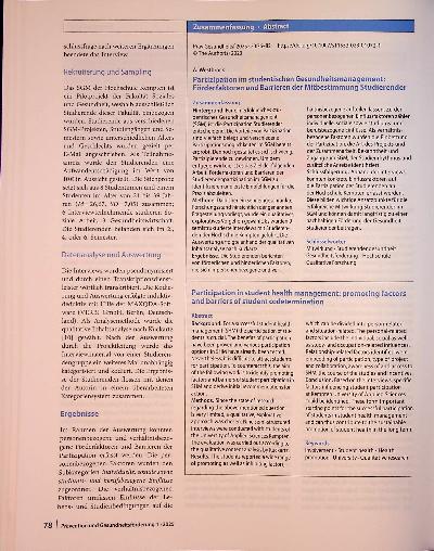 Vorschauseite 3: Partizipation im studentischen Gesundheitsmanagement: Förderfaktoren und Sanieren der Mitbestimmung Studierender