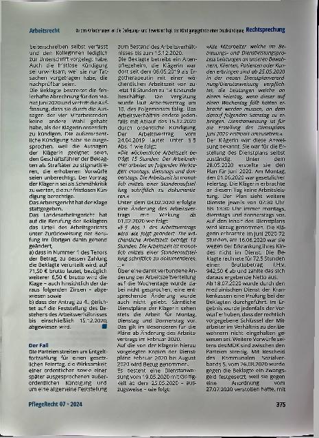 Vorschauseite 2: Zu den Anforderungen an die Darlegungsund Beweislast bezüglich der Kündigungsgründe einer Druckkündigung - außerordentliche Kündigung wegen polemischer Äußerungen.