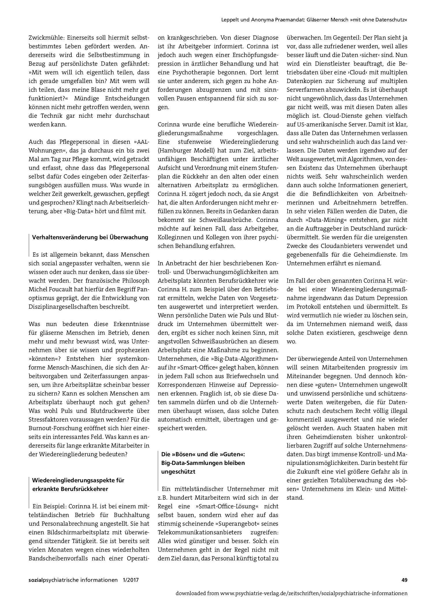 Vorschauseite 2: Gläserner Mensch »mit ohne« Datenschutz. Überwachung am Arbeitsplatz