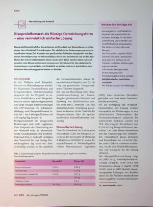 Vorschauseite 1: Bisoprololfumarat als flüssige Darreichungsform - eine vermeintlich einfache Lösung