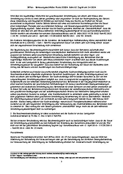 Vorschauseite 3: Zur Unterbringung Schlagworte: Voraussetzungen der Unterbringung zur Heilbehandlung und Dauer der Unterbringung