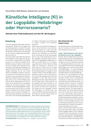 Vorschauseite 1: KünstlicheIntelligenz(KI)in derLogopädie:Heilsbringer oderHorrorszenario?
