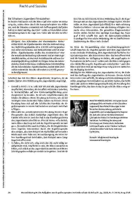 Vorschauseite 3: Herausforderung und Chance: die Aufgaben von Ergotherapeuten im Kinderschutz