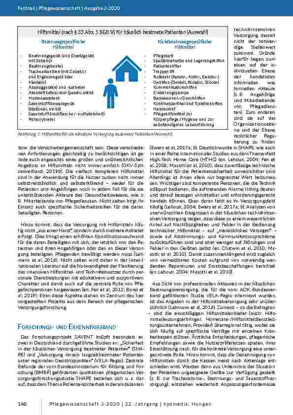 Vorschauseite 3: Sicherheitsdimensionen in der Hilfsmittelversorgung häuslich beatmeter Patienten (SAVENT) – Studienprotokoll