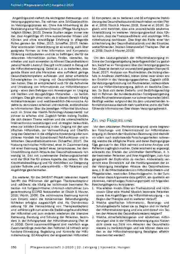 Vorschauseite 5: Sicherheitsdimensionen in der Hilfsmittelversorgung häuslich beatmeter Patienten (SAVENT) – Studienprotokoll