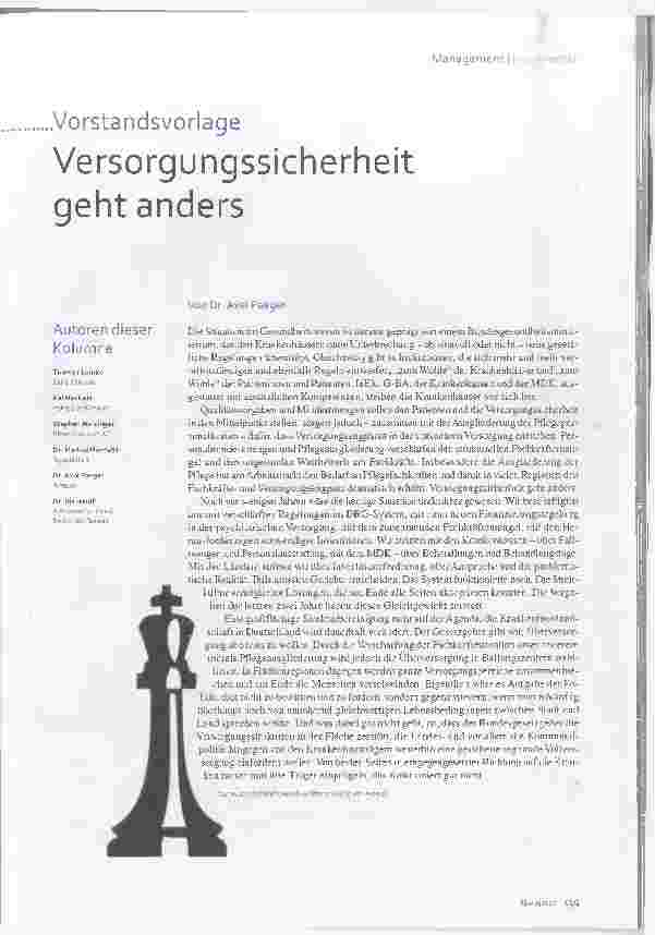 Vorschauseite 2: Vorstandsvorlage: Versorgungssicherheit geht anders