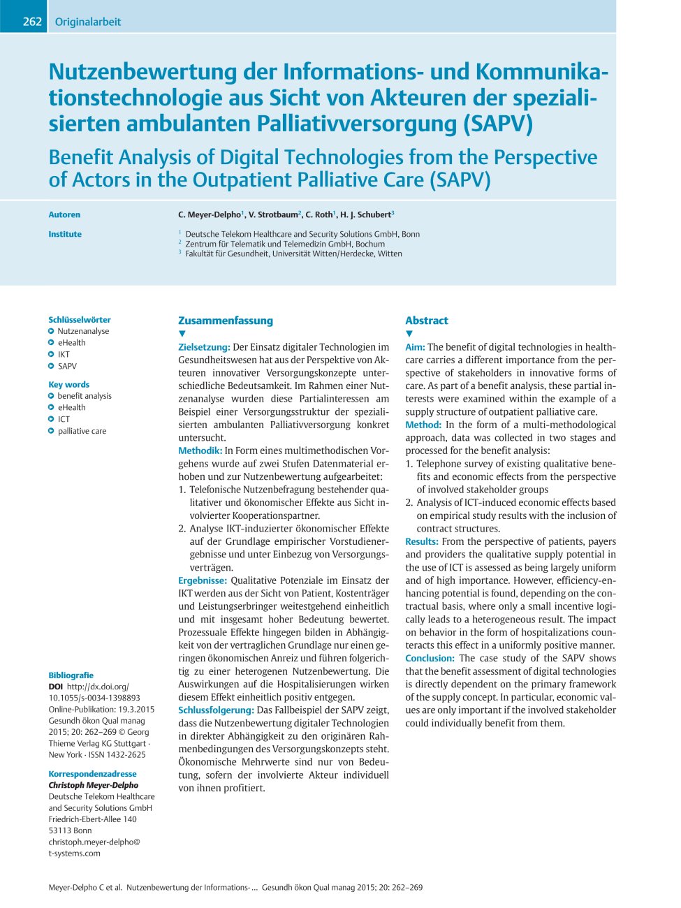 Vorschauseite 1: Nutzenbewertung der Informationsund Kommunikationstechnologie aus Sicht von Akteuren der spezialisierten ambulanten Palliativversorgung (SAPV)