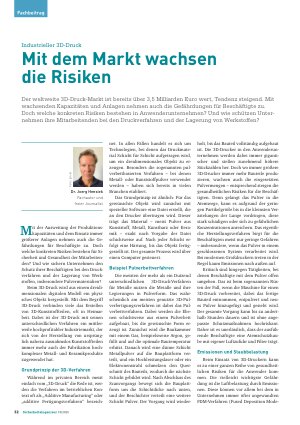 Vorschauseite 1: Industrieller 3D-Druck Mit dem Markt wachsen die Risiken