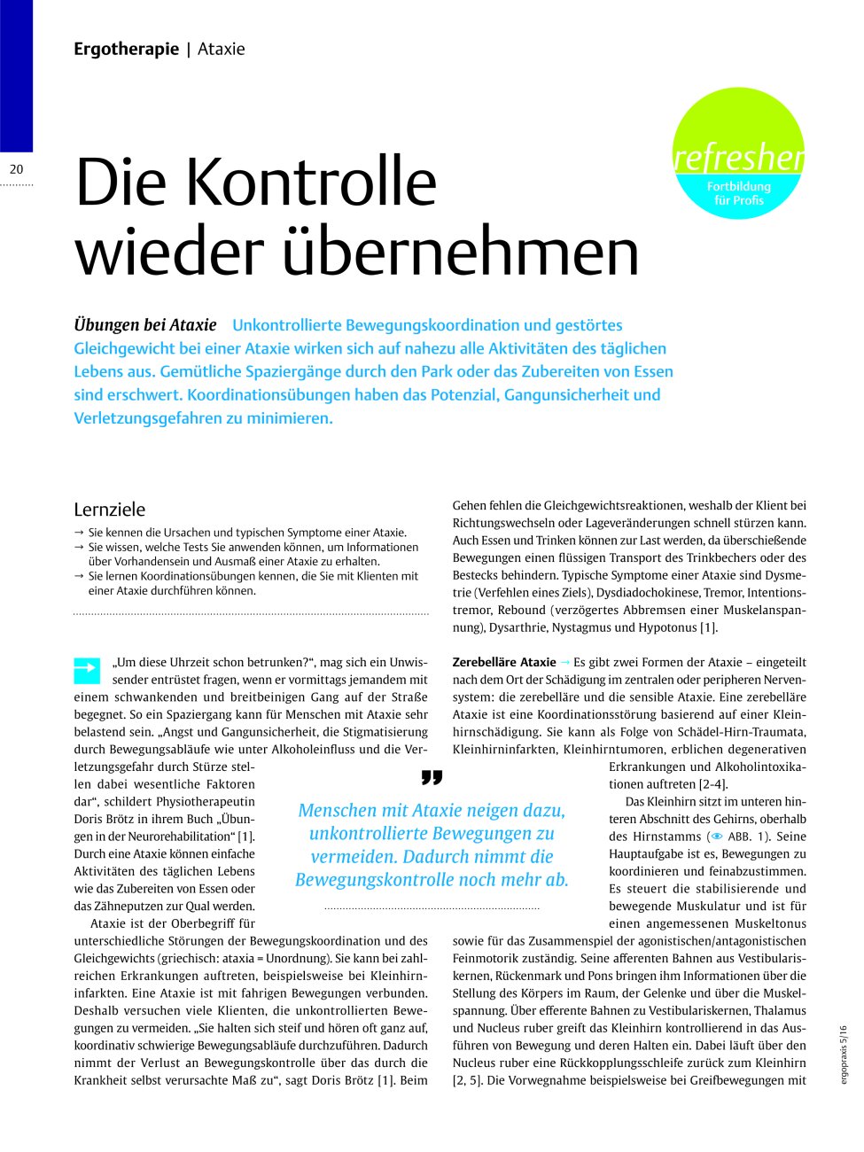 Vorschauseite 1: Die Kontrolle wieder übernehmen ? Übungen bei Ataxie
