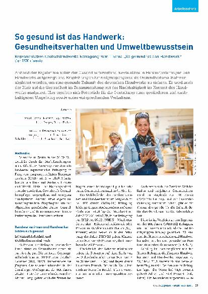 Vorschauseite 1: So gesund ist das Handwerk: Gesundheitsverhalten und Umweltbewusstsein